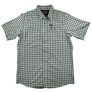 Wrangler Green Gingham Check Short Sleeve Button-Down Shirt - LT